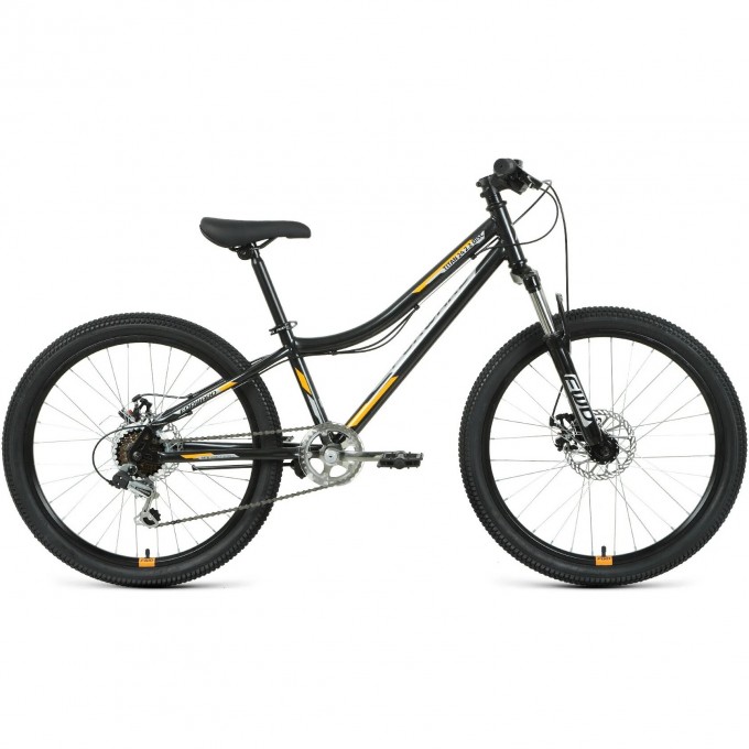 Велосипед FORWARD TITAN 24 2.2 disc, рама 12", 2020-2021, черный/оранжевый RBKW1J146005